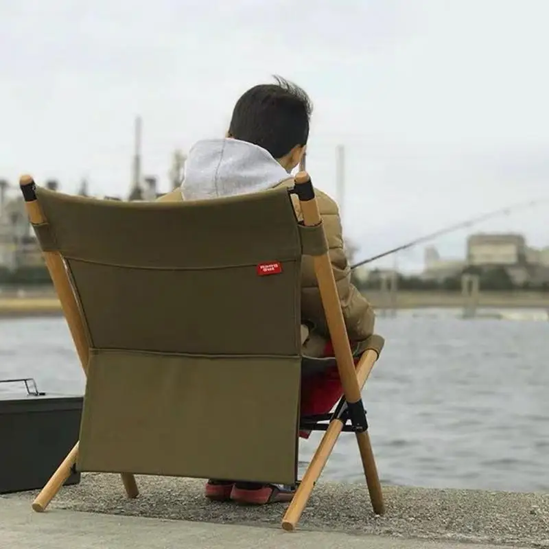 저렴한 야외 낚시 의자 휴대용 캠핑 하이킹 피크닉 비치 솔리드 우드 통기성 면화 접는 의자 너도밤 나무 현대 레저 의자