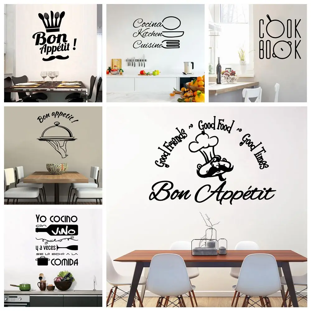 Buy Cartoon Bon Appetite Vinyl Wall Stickers Self Adhesive Wallpaper For Kitchen Dining Room Art Decal on
