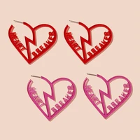 new funny letter heart breaker acrylic stud earrings for women creative hollow out earrings brincos punk fashion party jewelry