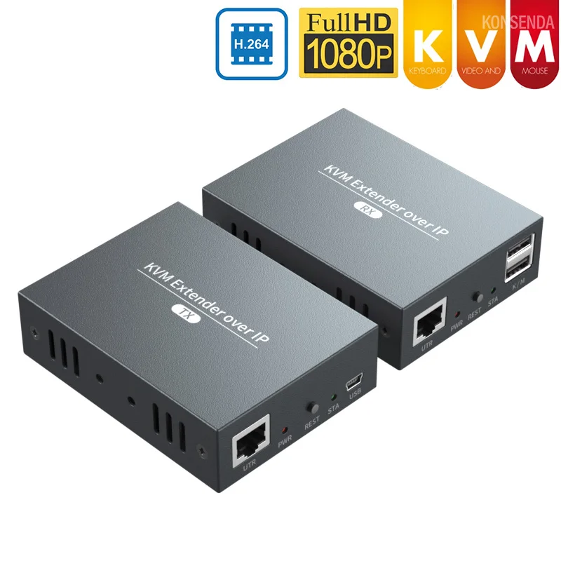 H.264 HDMI KVM Extender over IP RJ45 UTP/STP Ethernet 200M HDMI USB extender Video Transmitter Extender Support keyboard Mouse