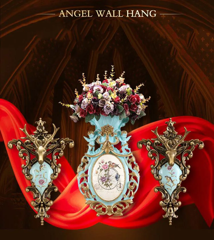 

EUROPEAN RESIN WALL FLOWER VASE WALL HANGING MURAL CRAFTS LIVINGROOM HOTEL FAKE FLOWER POT ORNAMENTS WALL DECORATION PENDANT ART