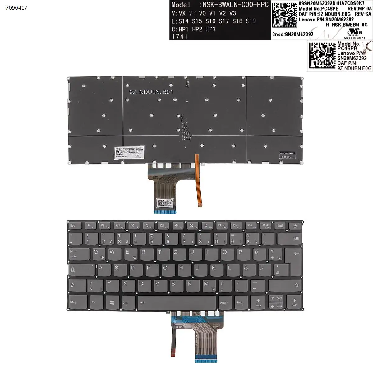 

New German QWERTZ Replacement Keyboard for Lenovo IdeaPad 320S-13IKB 720S-13IKB 720S-14IKB GRAY Backlit Without FRAME WIN8