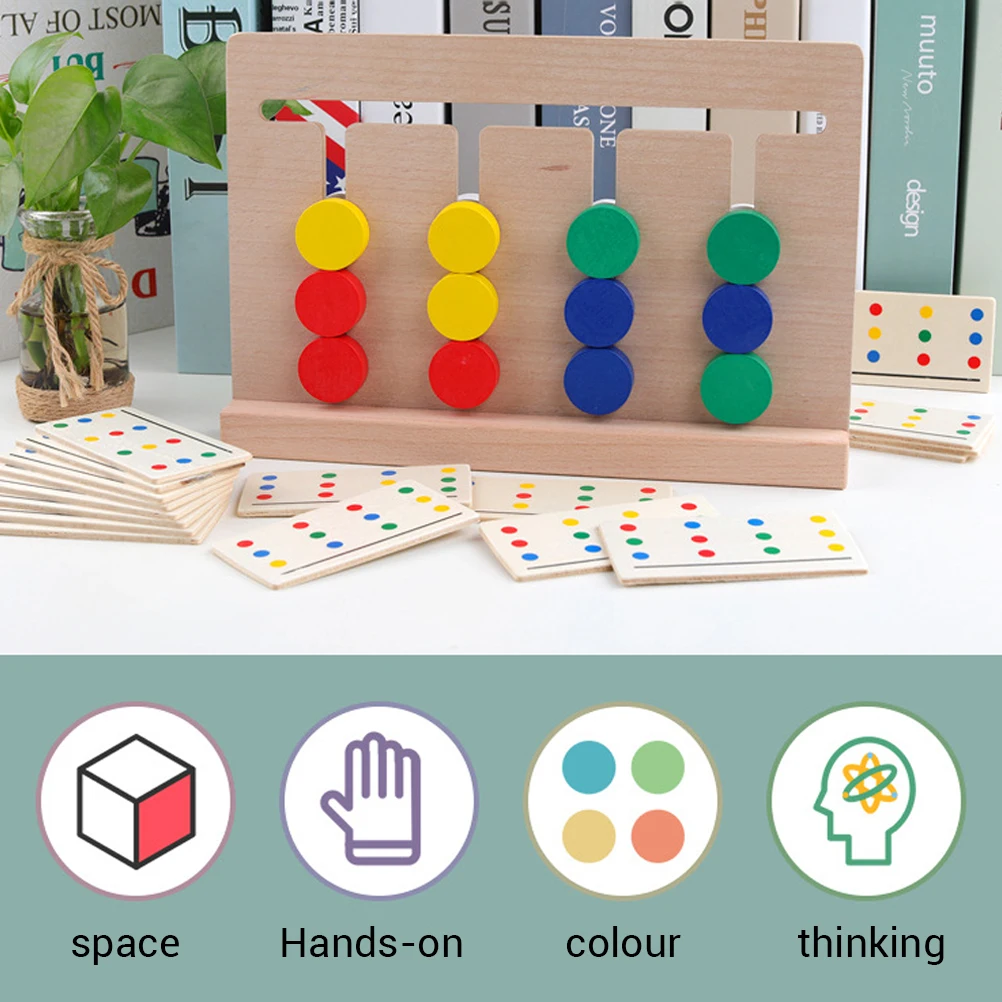 

Children'S Wooden Four-Color Game Color Matching Board Toys Early Education Puzzle Learning Logic Toys Education For Kids