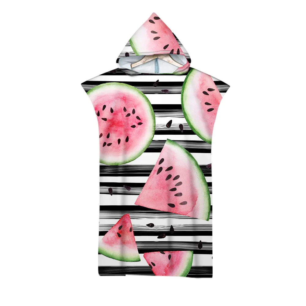 

Watermelon pattern Microfiber Fabric Adult Bath Towels Beach Towels Dressing Bathrobe Cloak Hooded Swimming Bath Towels