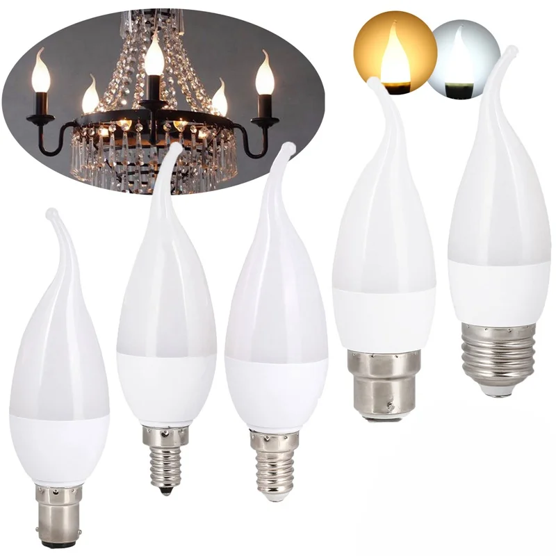 Светодиодный Люстра пламя лампы 3 Вт E12 E14 B22 E26 E27 свеча 2835 SMD Velas Decorativas Домашнее
