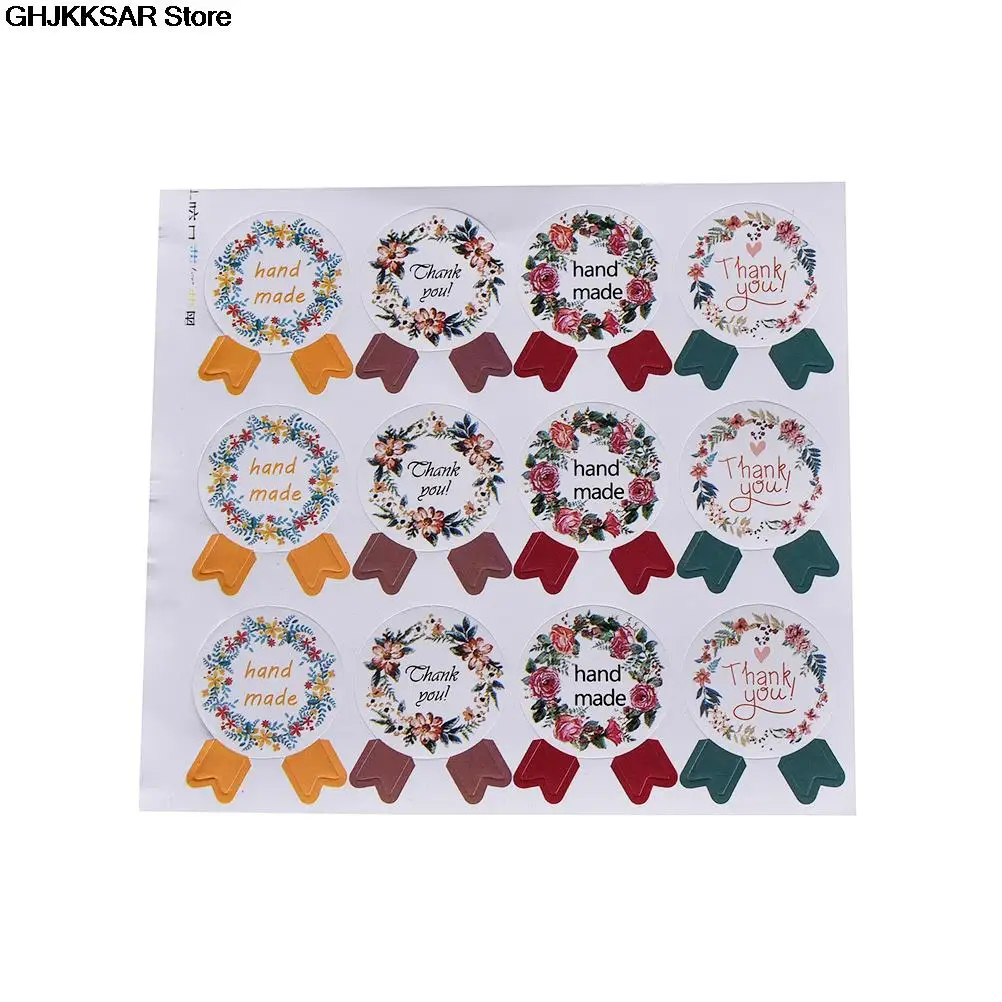 60pcs/lot DIY Vintage Handmade Stickers Kraft Label Sticker 5 Sheets Hand Made For Gift Cake Baking Sealing | Дом и сад