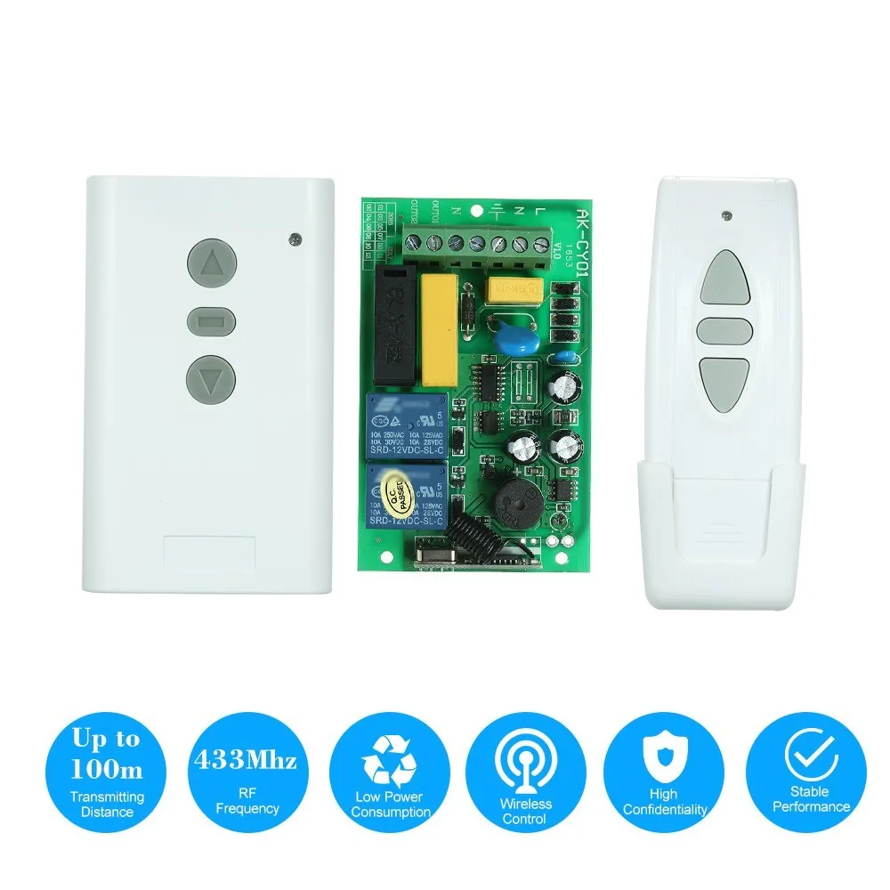 AC 220V 2CH 433MHz Интеллектуальный RF беспроводной переключатель системы