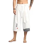 Японское и корейское кимоно мужские льняные укороченные брюки для йоги свободные длинные 34 штаны Летние Bushido тренировочные штаны для тхэквондо