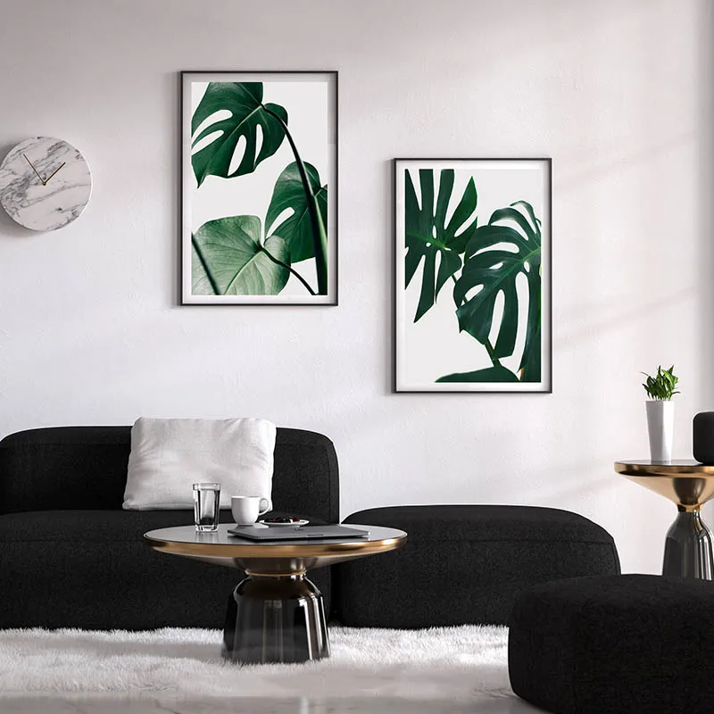 Minimalis Monstera настенная живопись зеленый лист холст постеры и принты картинки для