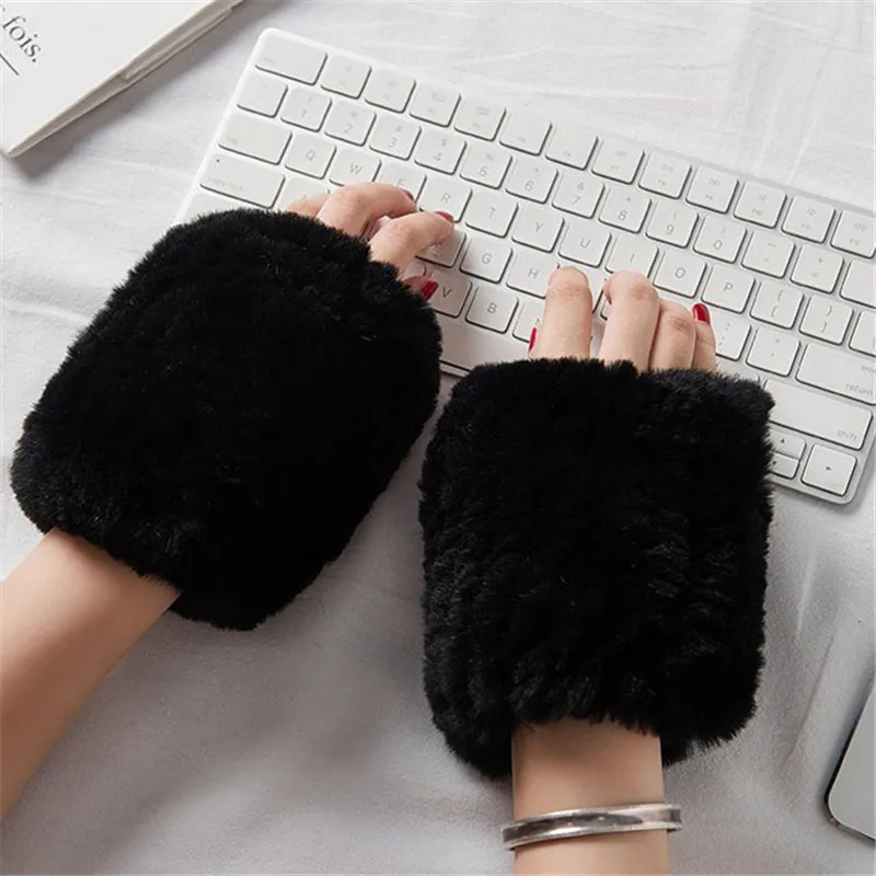 2019 New Casual Girl Natural Real Rex Rabbit Fur Gloves Female Good Elastic Knitted Wool Winter Ladies Warm Gloves. | Аксессуары для