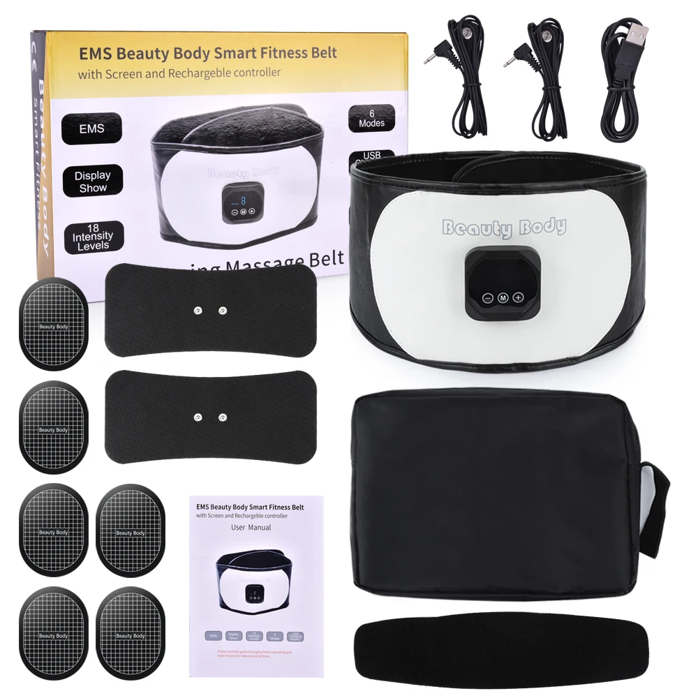 EMS Muscle Stimulator PU Belt Trainer Massager Abs Fitness Body Shape Equipment Training Exercise At Home Gym
