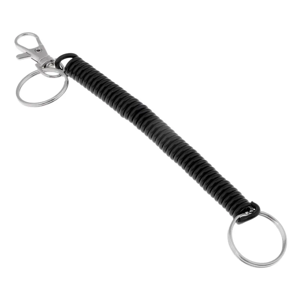 

Multifunctional Spring Stretchy Retractable Coil Cord with Carabiner & Ring