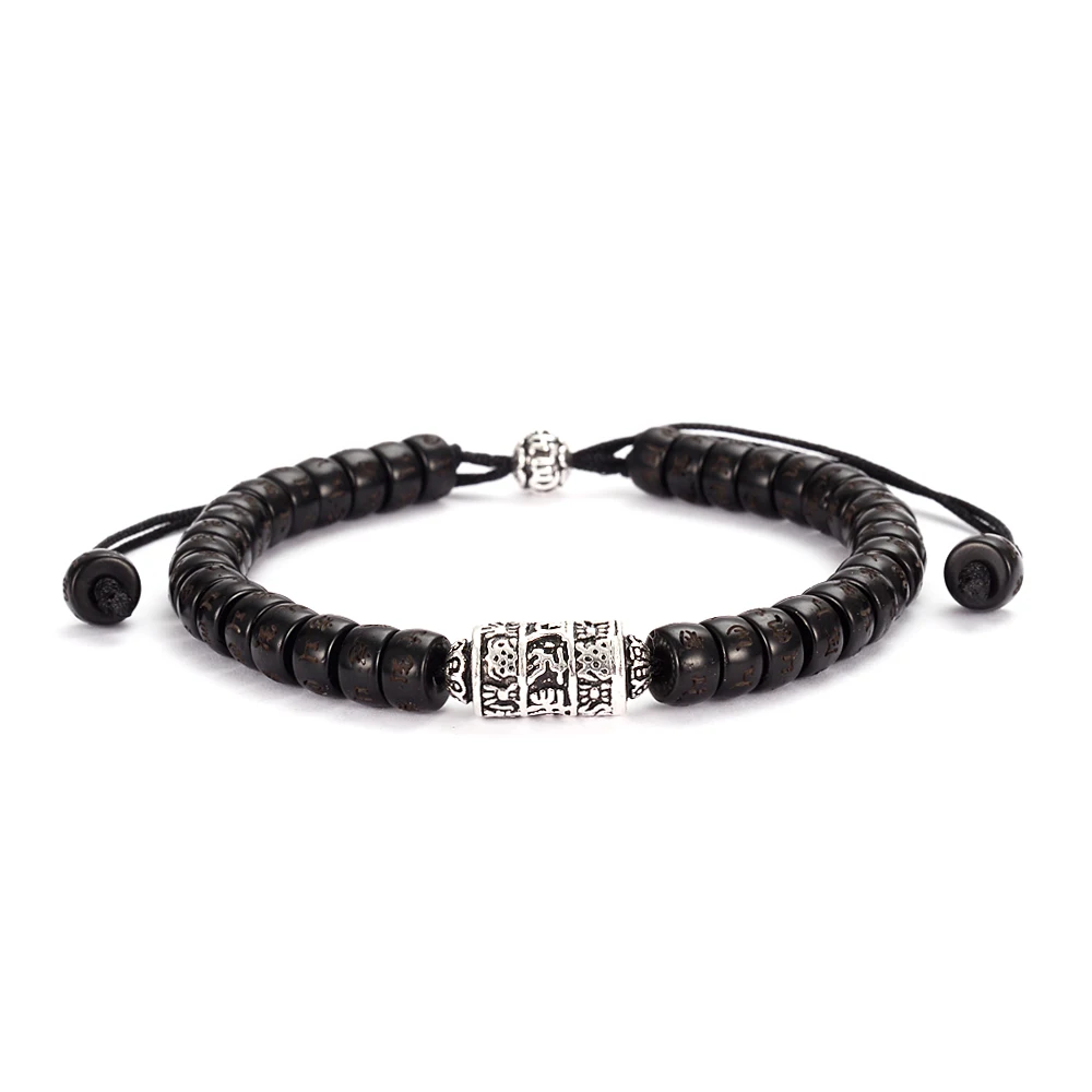 Ретро шесть настоящих слов мантра Кокосовая оболочка браслеты ручной работы