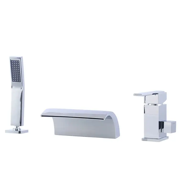

FREE SHIP widespread 3 Holes waterfall bathtub shower faucet, bath cold and hot bathroom tub faucet suit deck mounted