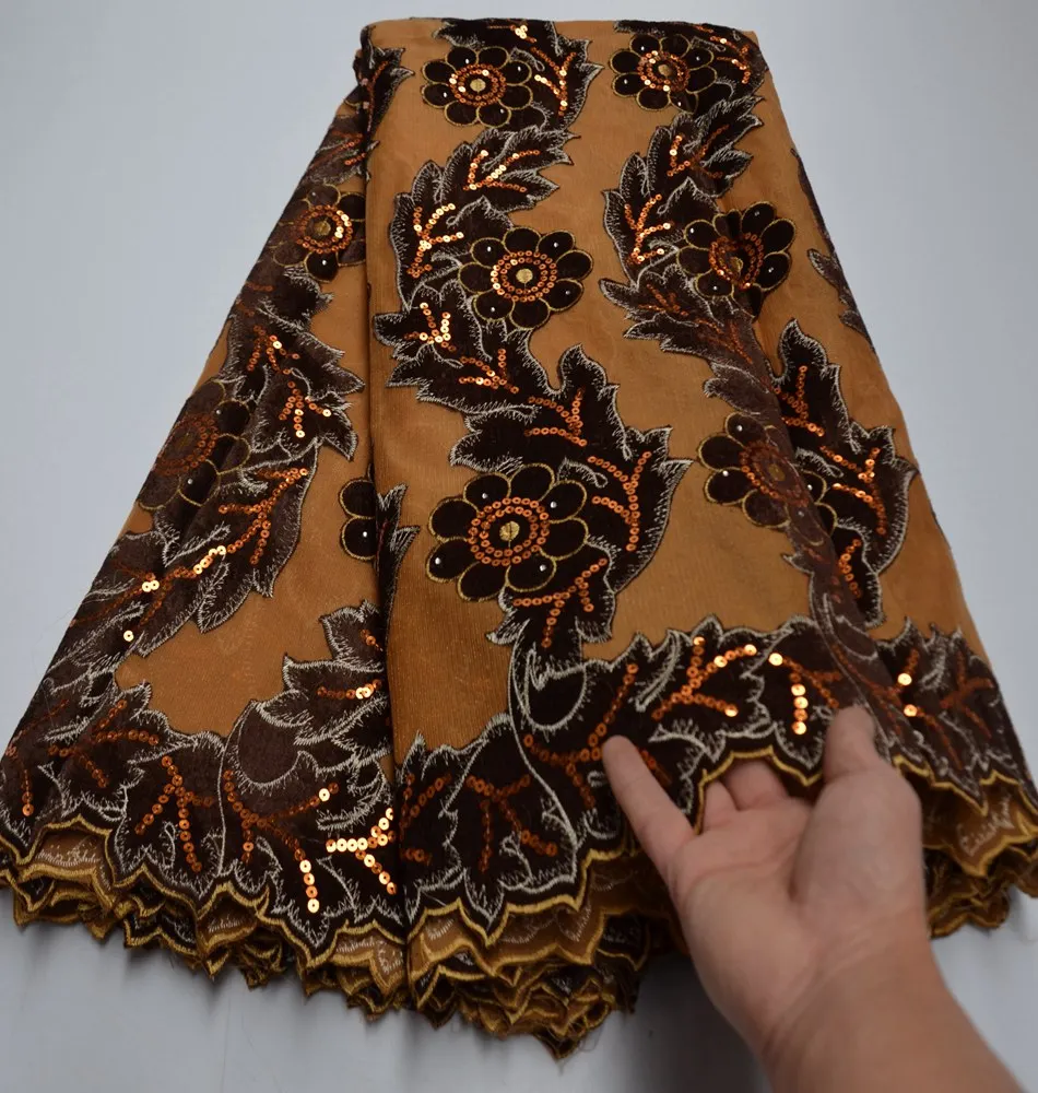 Модная африканская кружевная ткань высокого качества с блестками в нигерийском