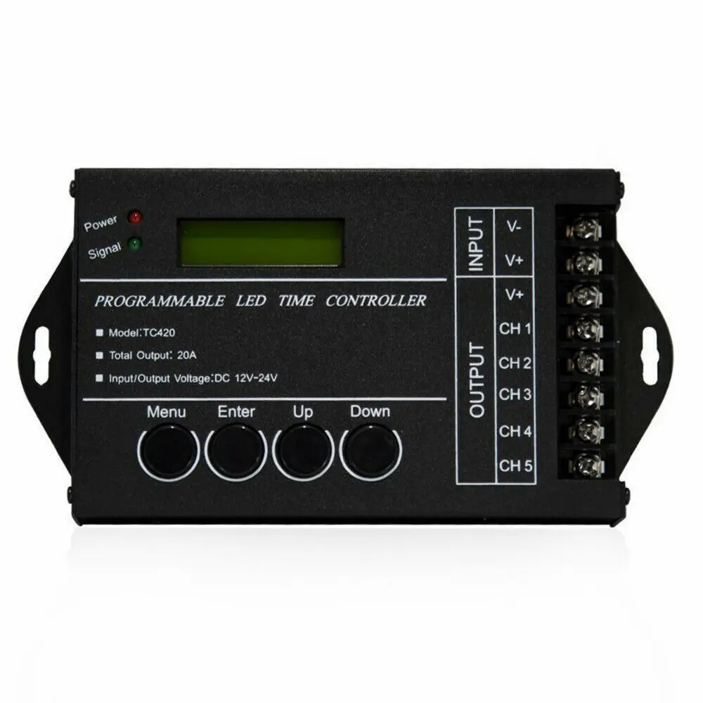 TC420 5 каналов программируемый регулятор времени DC12V-24V 20A RGB светодиодный