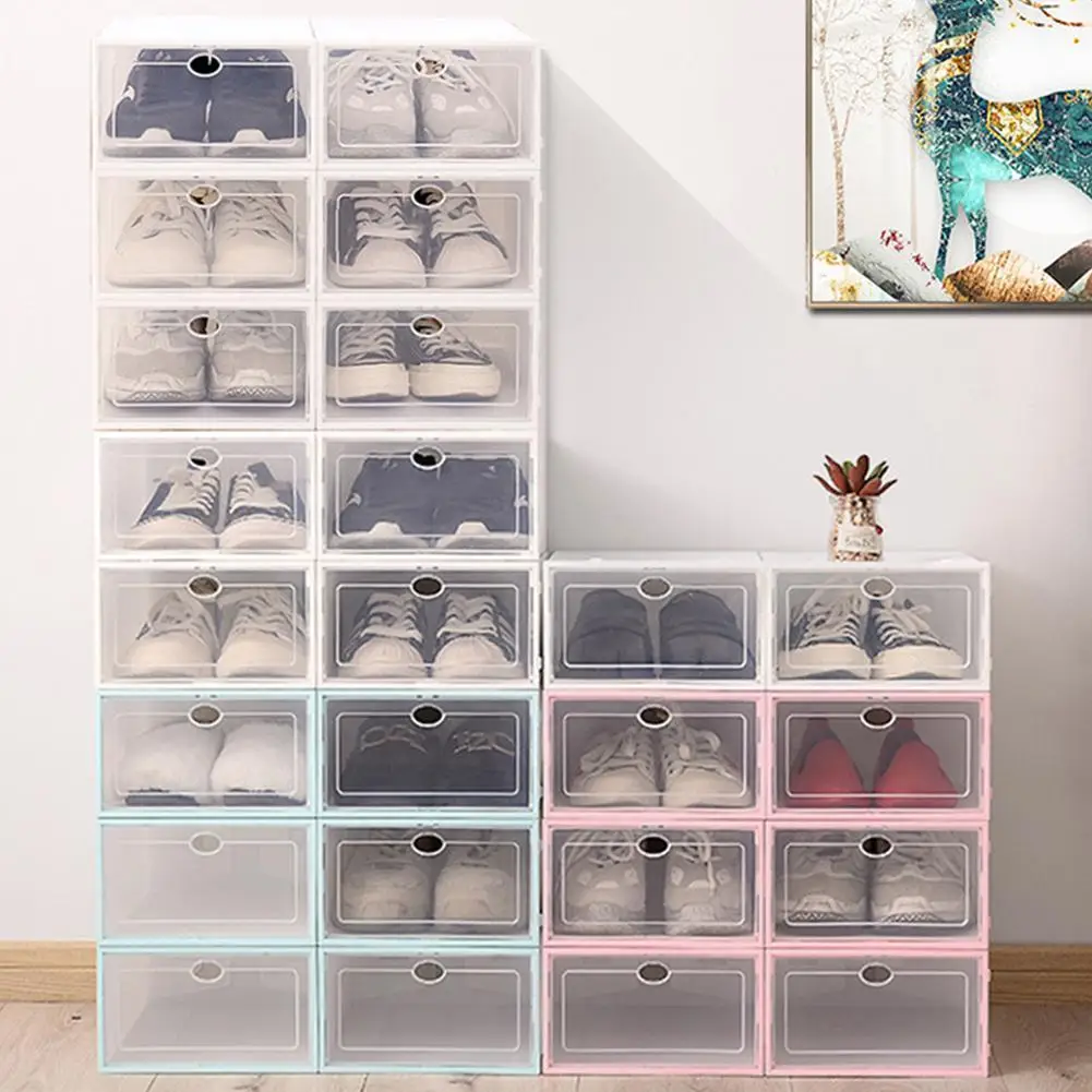 Складная коробка для обуви прозрачный пластиковый флип-чехол Bi U4h0 | Дом и сад