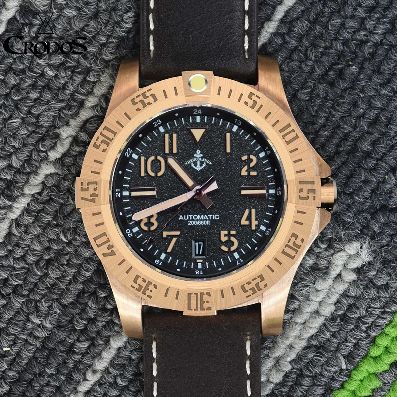 

Hruodland Bronze Watch 200M Waterproof Luminous Dial Sapphire Crystal Japan NH35 Automatic Movement Mechanical Diver Watches