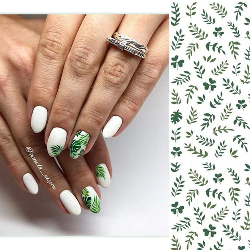 1 лист наклейки для ногтей водные цветы узоры красочные летние Переводные ногти