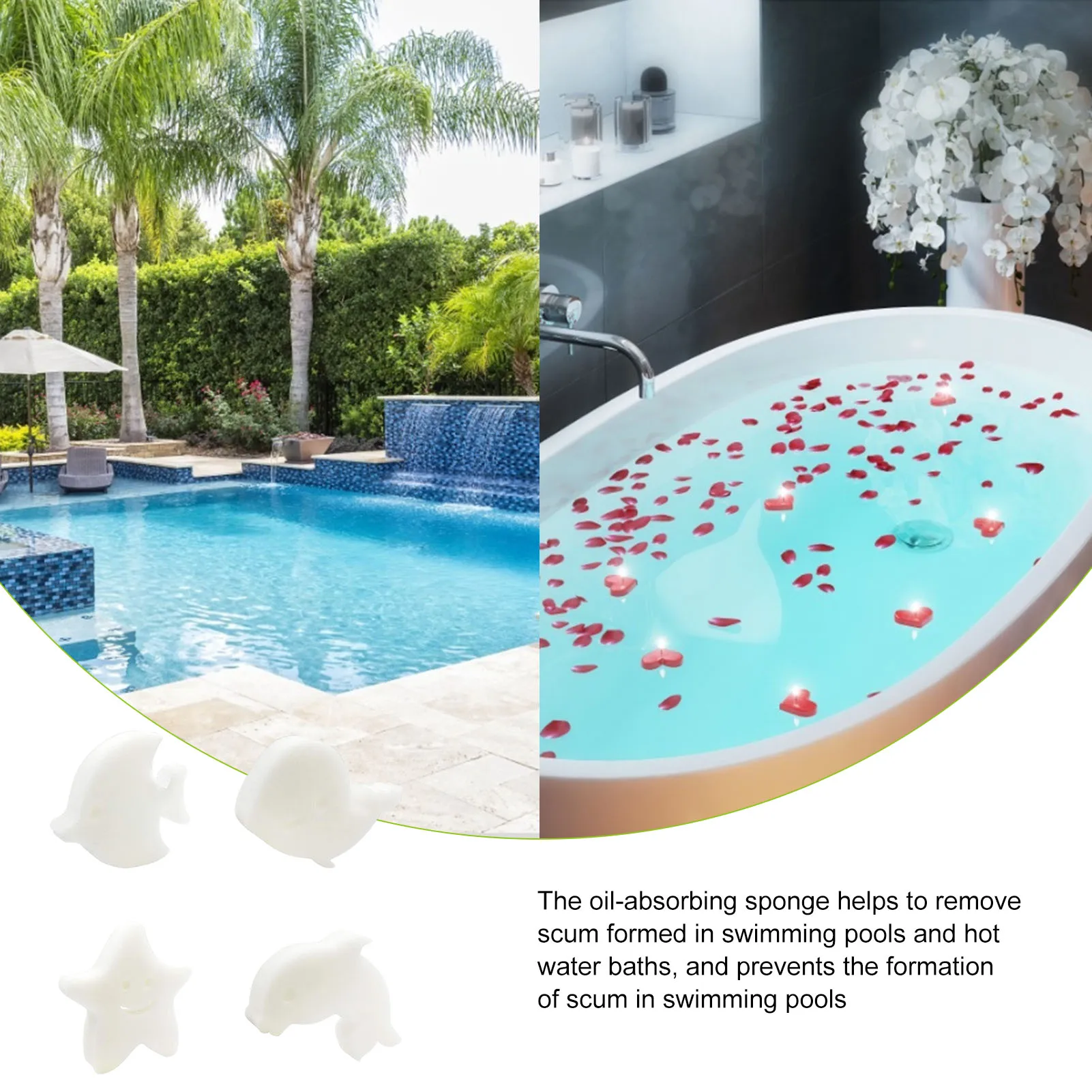 

4pc Oil Absorbing Sponge Swimming Pool Hot Tub and Spa Round face Absorb Sludge Dirt and Scum Maintenance Kit And Accessories