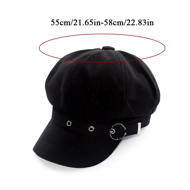 

2020 New Women Octagonal Cap Beret Striped Retro French Artist Hat Painter Octagonal Hats Black Brown Casual Caps Autumn Winter