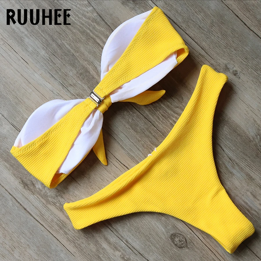 RUUHEE, бикини, купальник, бандо, пуш-ап, комплект бикини, женский бикини, купальник, женская летняя пляжная одежда, купальник