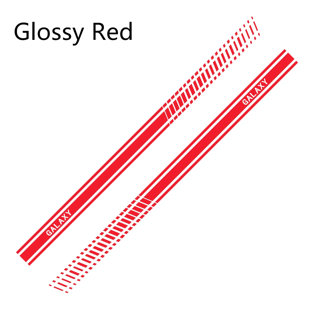 Glossy Red 2 шт. автомобильные длинные боковые полосы наклейки для Ford Galaxy Автомобильная виниловая пленка Стайлинг украшения наклейки автомобильные принадлежности для тюнинга - Название цвета: Glossy Red
