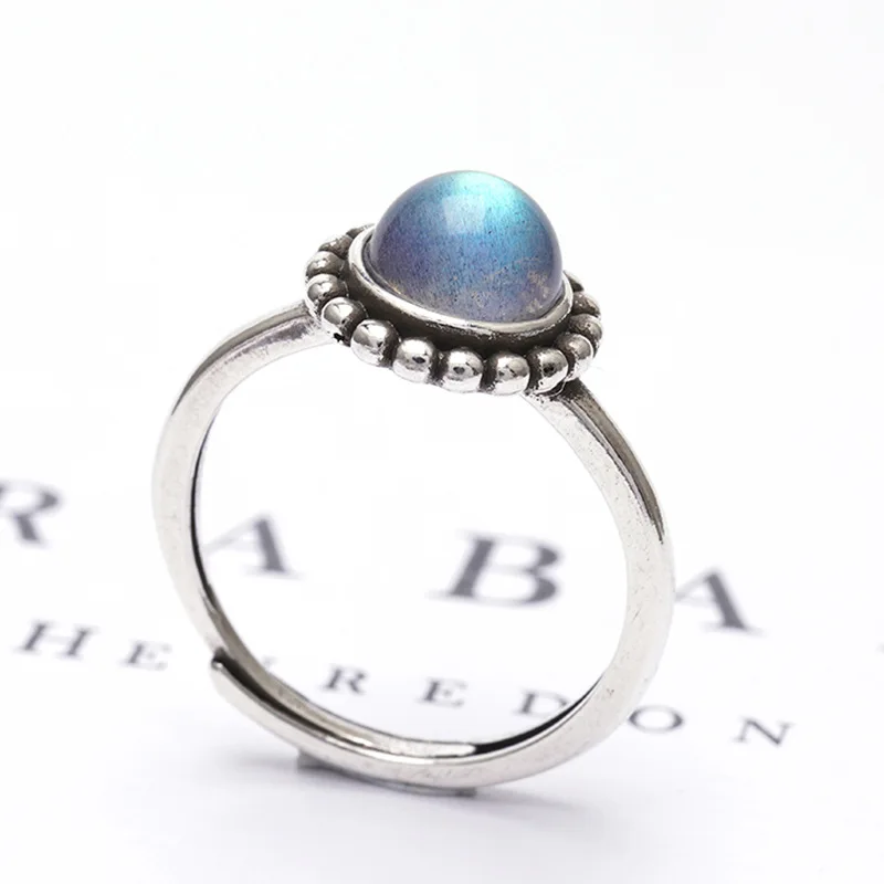 

Cute Female White Moonstone Stone Ring Charm Silver Color Wedding Rings For Women Minimalist Small Round Thin Engagement Ring