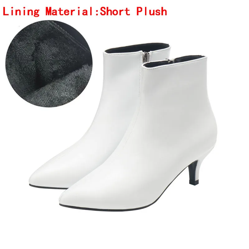 White(heels 5cm) Новые Стильные Ботинки martin с острым носком на высоком каблуке; сезон осень-зима белые ботинки кожаные ботинки женские ботинки весенняя обувь на танкетке - Цвет: White(heels 5cm)
