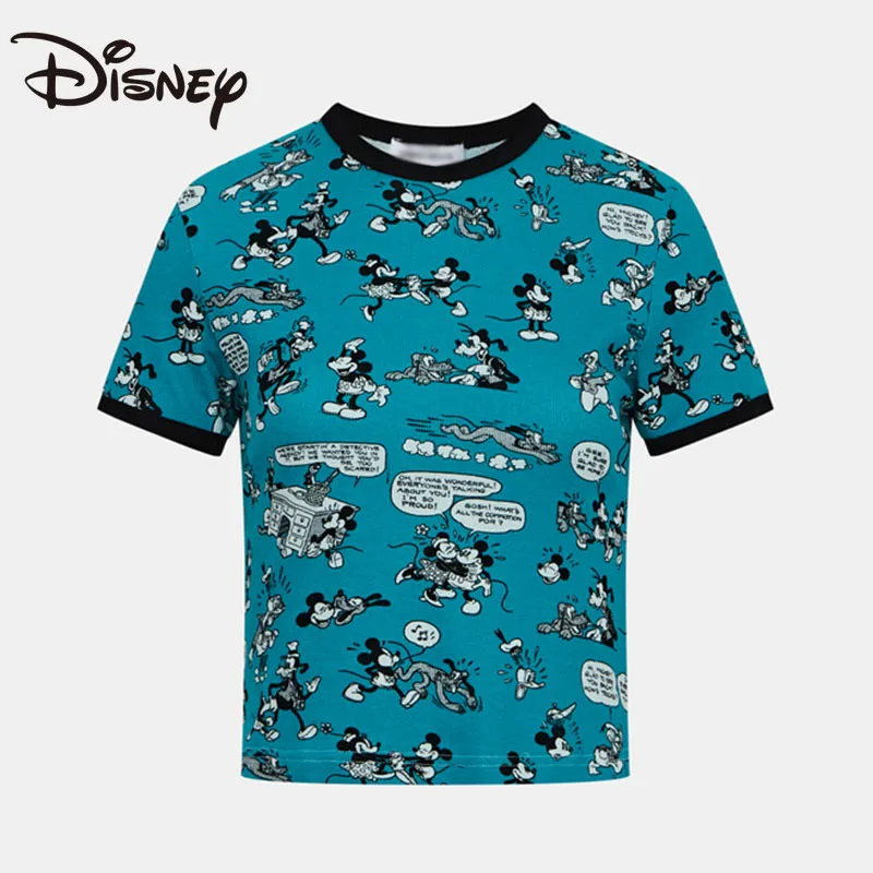 

Disney spring/summer new tight round neck blouse blouse cute Mickey Minnie printed cotton loose short sleeved T-shirt