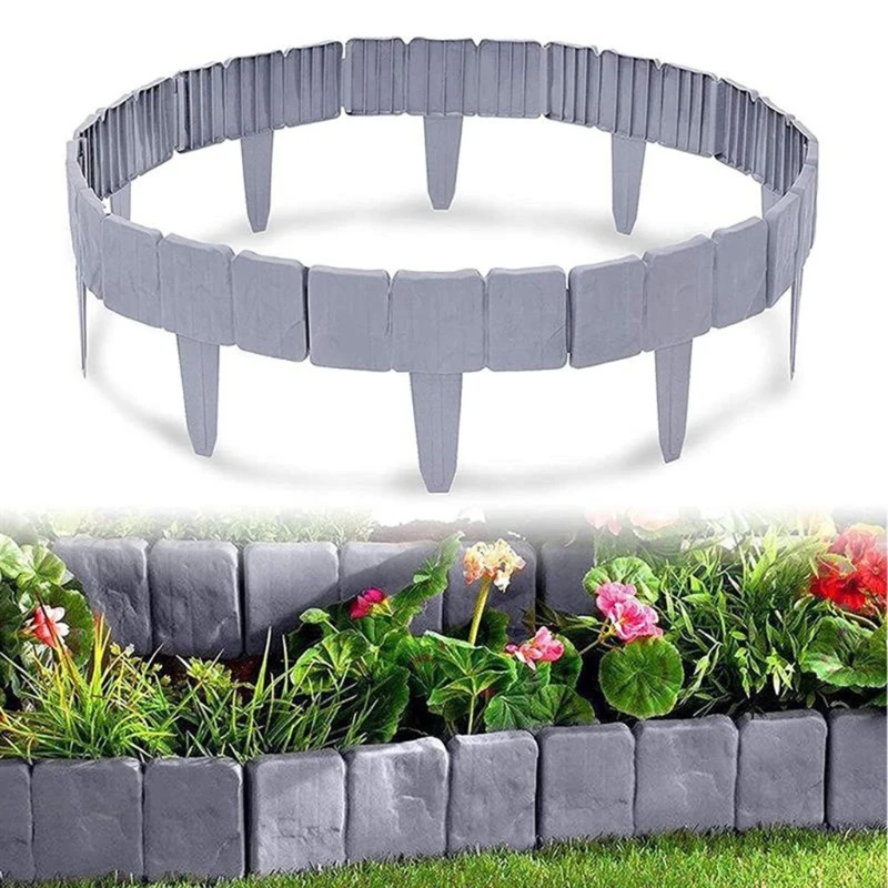 

5/10/20 Pcs Imitation Stone Effect Lawn Fence Gardening Edging Interlock Flower Bed Border Plant Bordering Grass Edge Garden