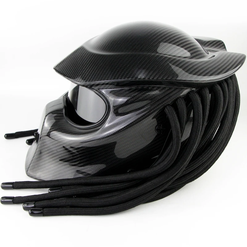 Motorcycle Predator Helmet Full Face Carbon Fiber Cool Black Casco Moto ECE Approved with Braids &amp Lazer Light | Автомобили и