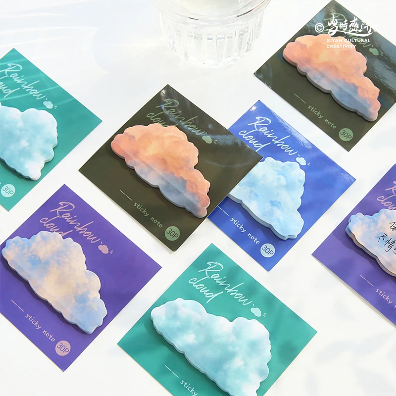 

30 Sheets/pack Kawaii Rainbow Cloud Sticky Notes N times School Office Stationery Notepad Post It Adhesive Notes
