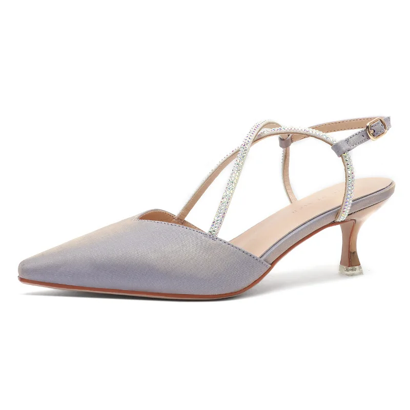 

High Heels Pumps Women Shoes Summer Shoes Women Fashion Square Heel Slip-on Sandals Women Pointed Party Shoes