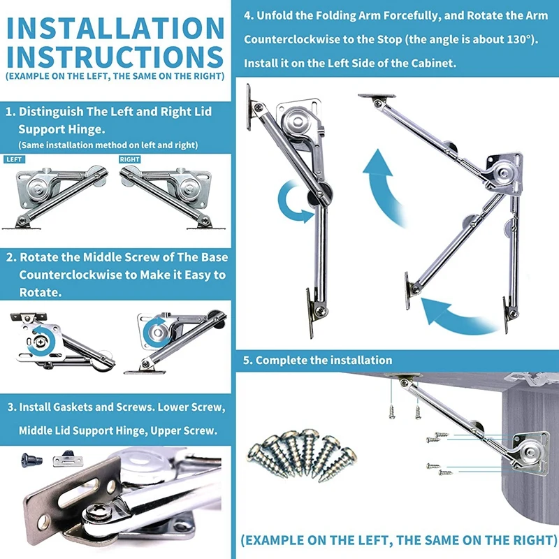 2 упаковки тяжелых петель для крышек гидравлический рычаг поддержки шкафов