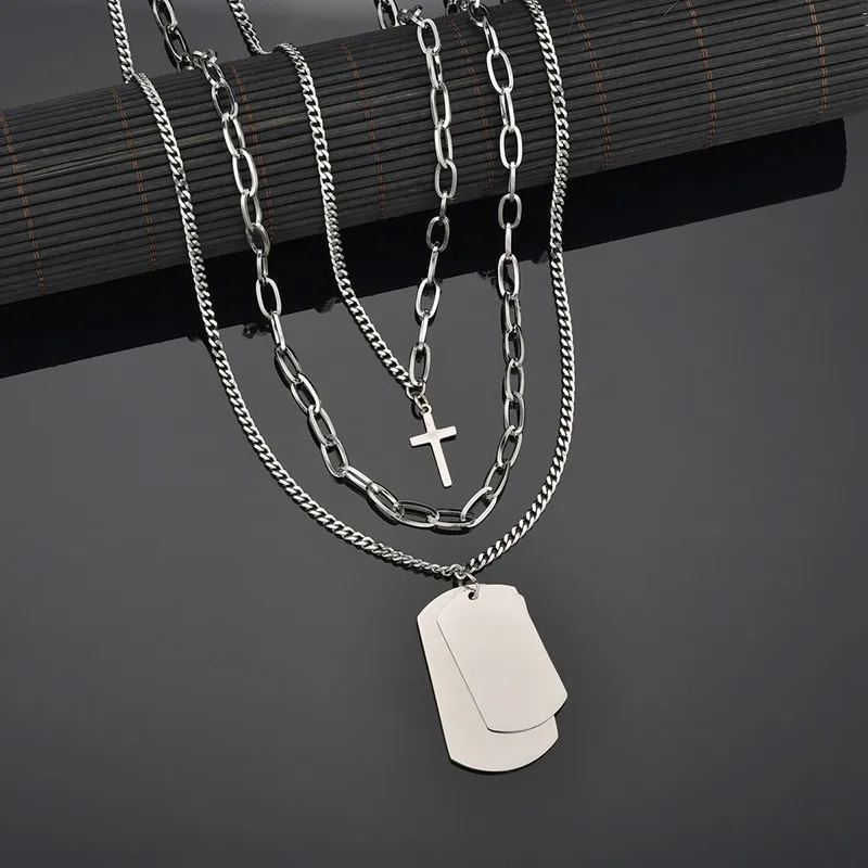 Ожерелье ELSEMODE для мужчин и женщин многослойная подвеска из нержавеющей стали в