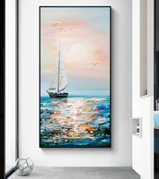 100 handmade modern abstract oil paintings on canvas sailboat seascape sunshine knife painting wall art decor unframed