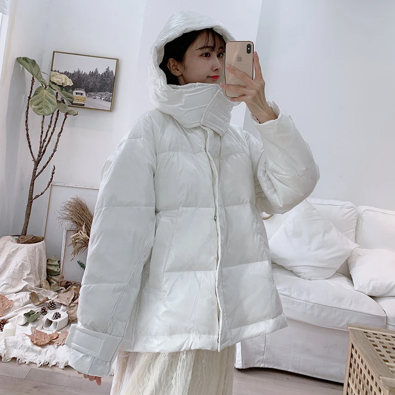 

ZURICHOUSE Oversized Winter Coat Women Warm Hooded Down Parka 2021 Fashion Glossy Loose Casual Women's Down Jacket P3508