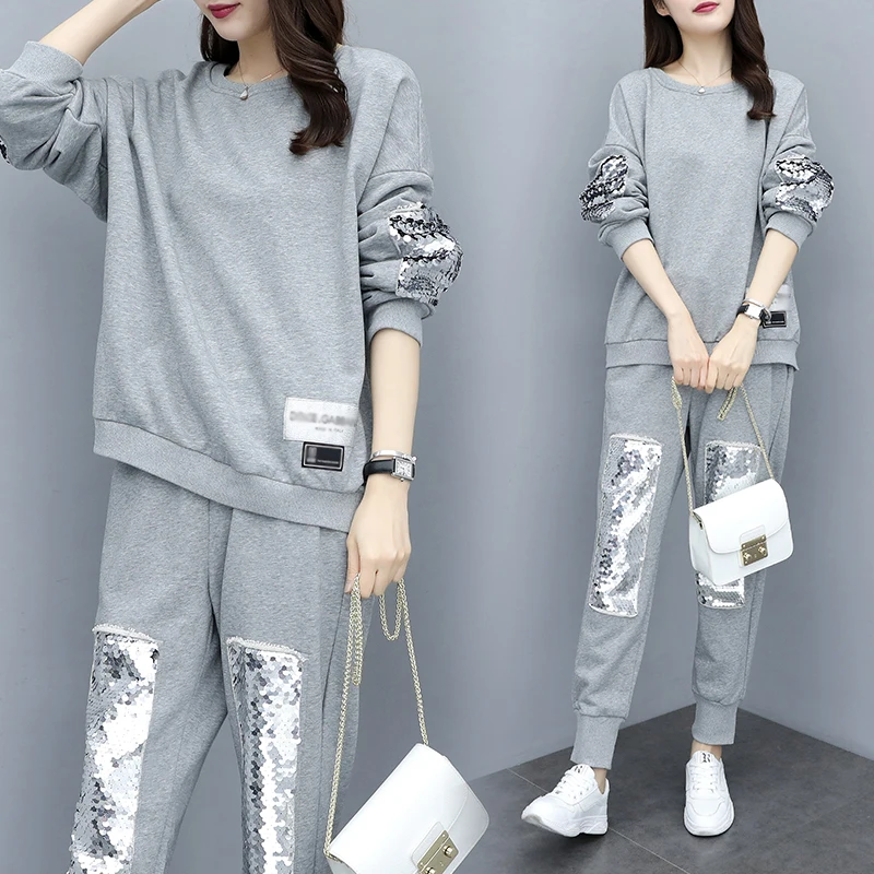 Женский спортивный костюм большого размера комплект из двух предметов новинка