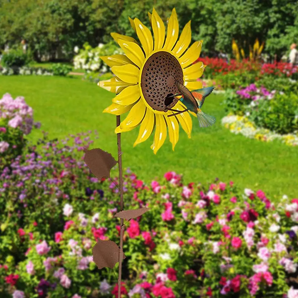 

Sunflower Hummingbird Bird Feeder Gazebo Dispenser Metal Crafts Wild Feeding Food Container Garden Outdoor Decoration 2021 New