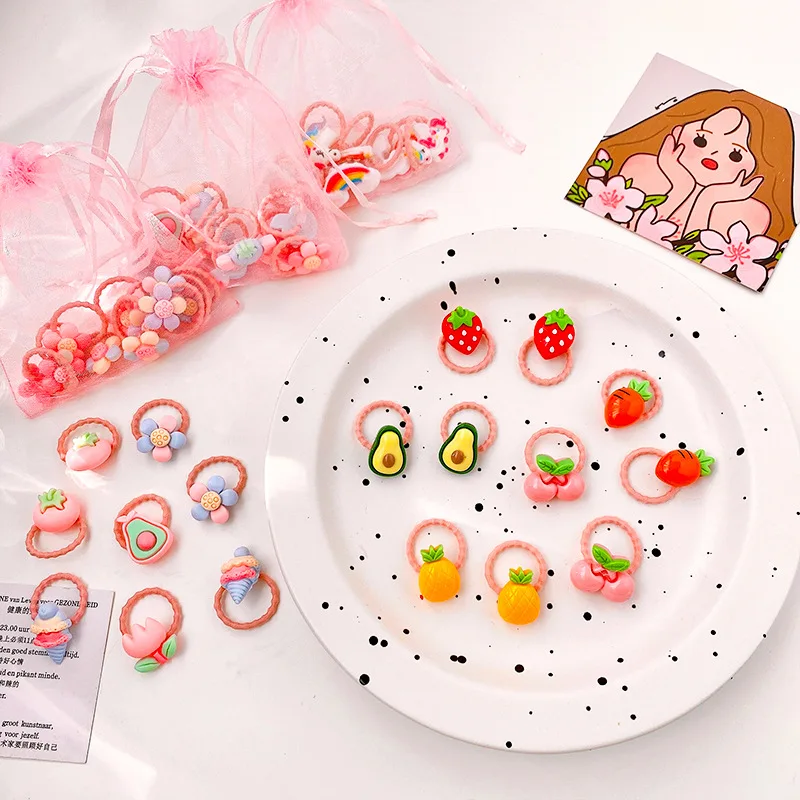 

10/20 Pcs/Set Baby Girls Cute Cartoon Flower Rainbow Elastic Hair Bands Children Scrunchies Rubber Bands Kids Hair Accessories