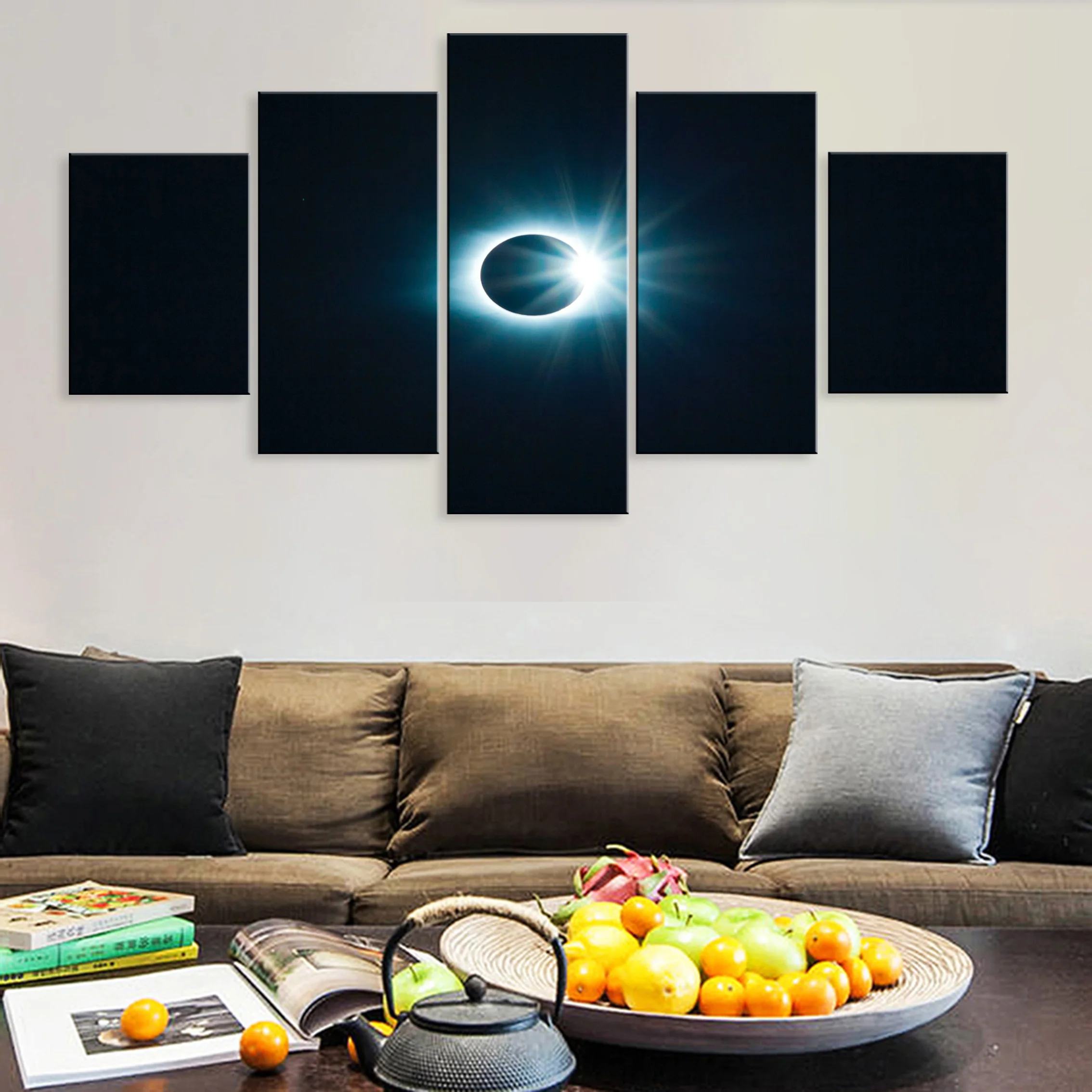 

Hd Eclipse Landscape Sky Printed Decoration 5 Pieces Artwork Modular Poster Painting Canvas For Living Room Home Framework