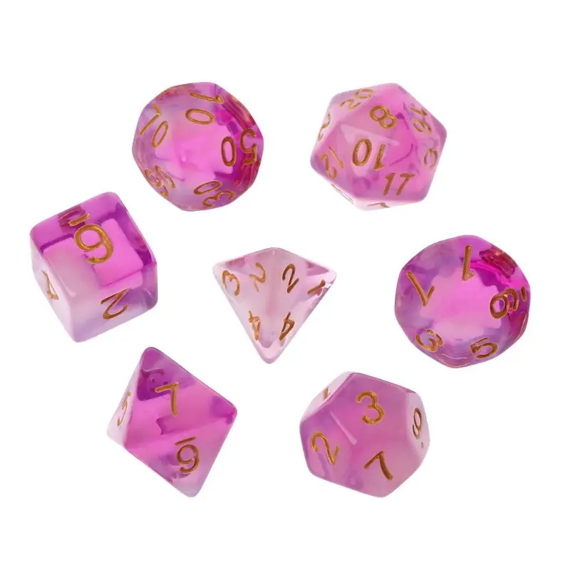 Purple 7 шт./компл. многогранные кости D4 D6 D8 D10 D12 D20 для подземелья и дракон D&D ролевой игры поли настольная игра - Цвет: Purple