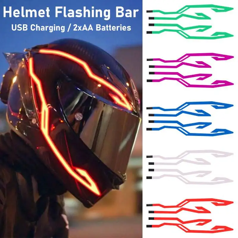 

Мотоциклетный шлем 4 в 1 со светодиодсветодиодный подсветкой, световая полоска для ночной езды, холодсветильник свет, мигающая полоска, шлем...