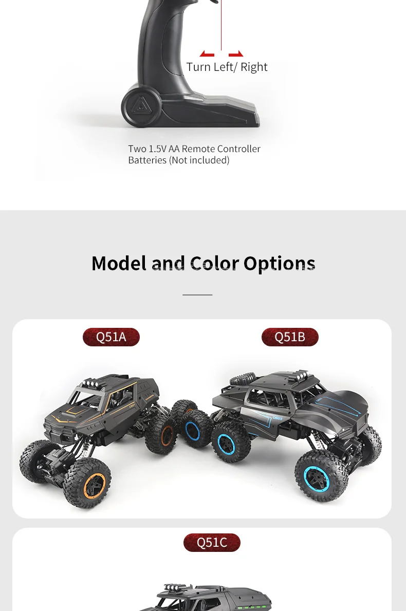 JJRC Q51A/B/C/D/E 1:12 RC автомобиль 2,4G 6WD Электрический вездеход внедорожный Рок Гусеничный альпинистская машинка багги на ДУ RTR