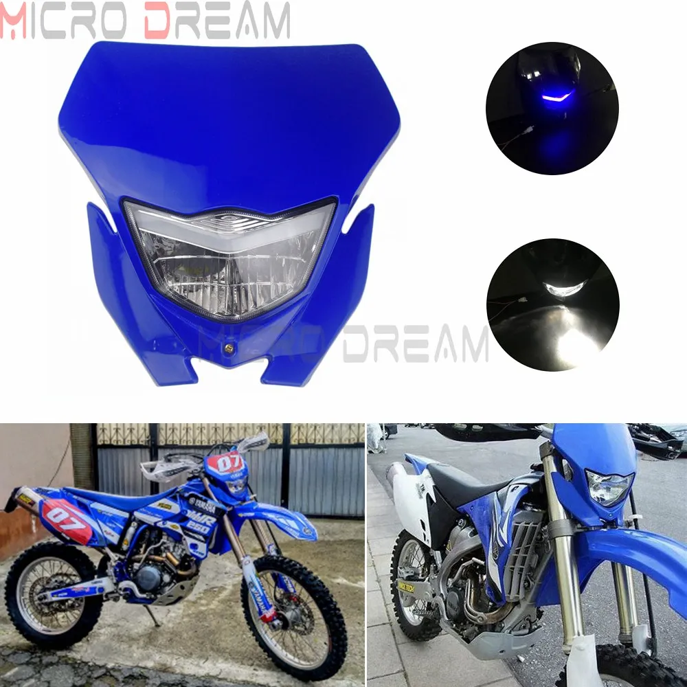 Для Yamaha Honda WR 450 250 YZ TTR Enduro Supermoto Dirt Bike Motocross фара обтекатель синий для Suzuki Kawasaki D Tracker|