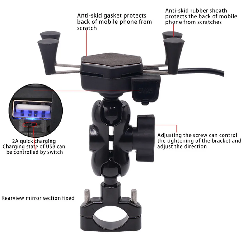 Держатель для велосипеда мотоцикла с USB зарядным устройством кронштейн руля