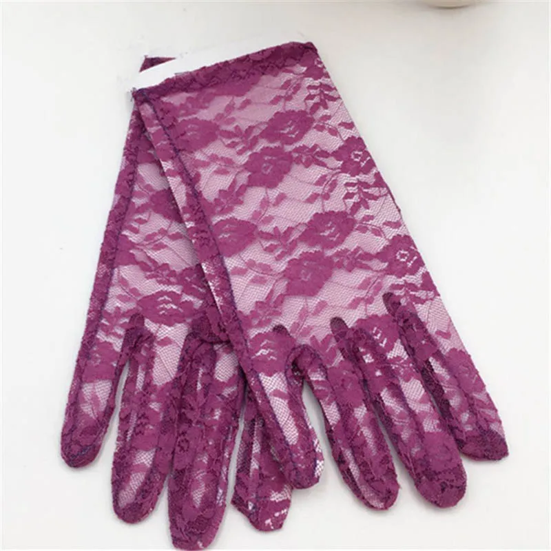 Purple/Pink Lace Wrist Length Womens Wedding Gloves Short Finger Bride Accessories Prom Party Cosplay | Свадьбы и торжества