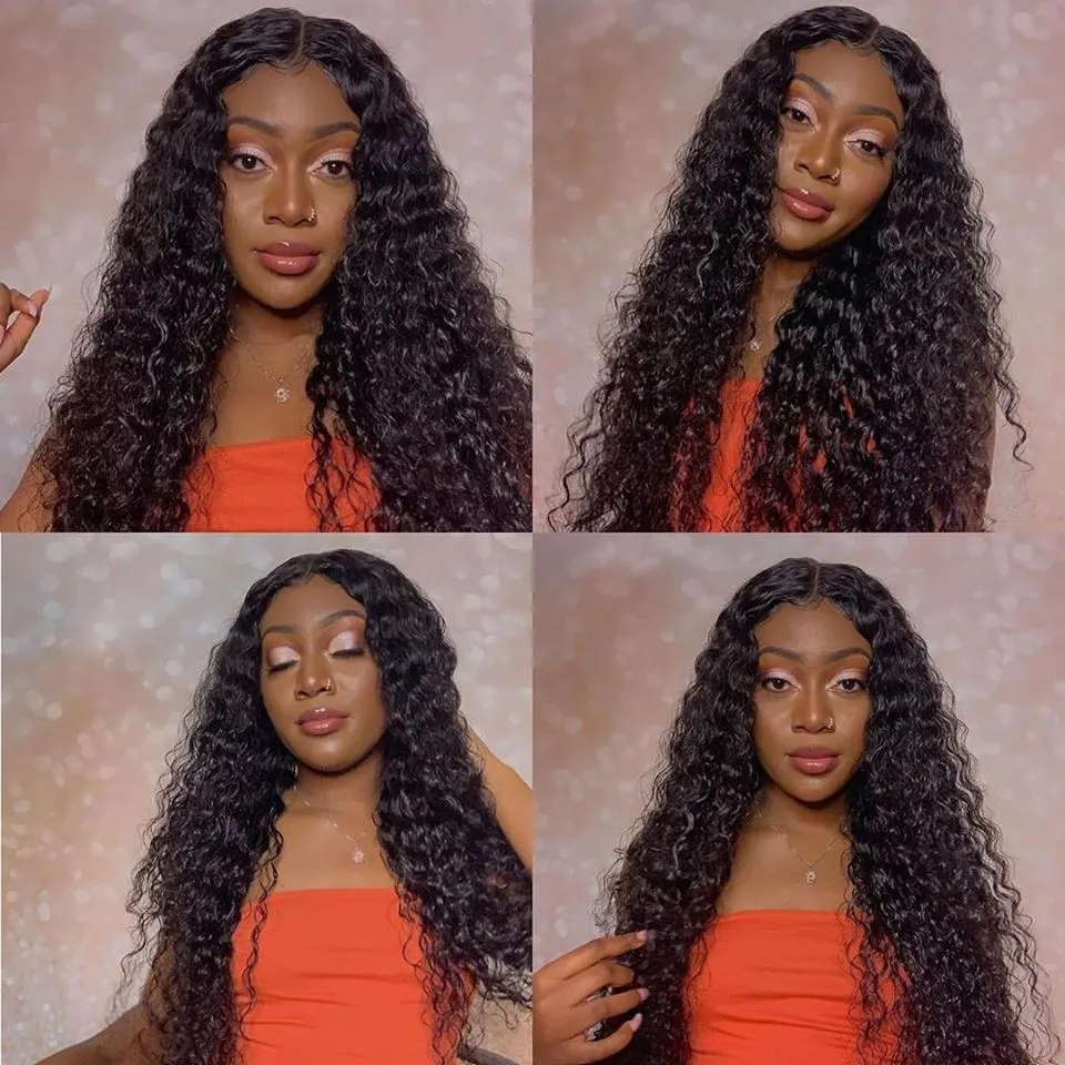 

Water Wave 5x5 HD Transparent Lace Closure Wig Brazilian Remy Hair Deep Curl 4x4 Lace Wig 13x4x1 TPart Human Hair Wigs For Women