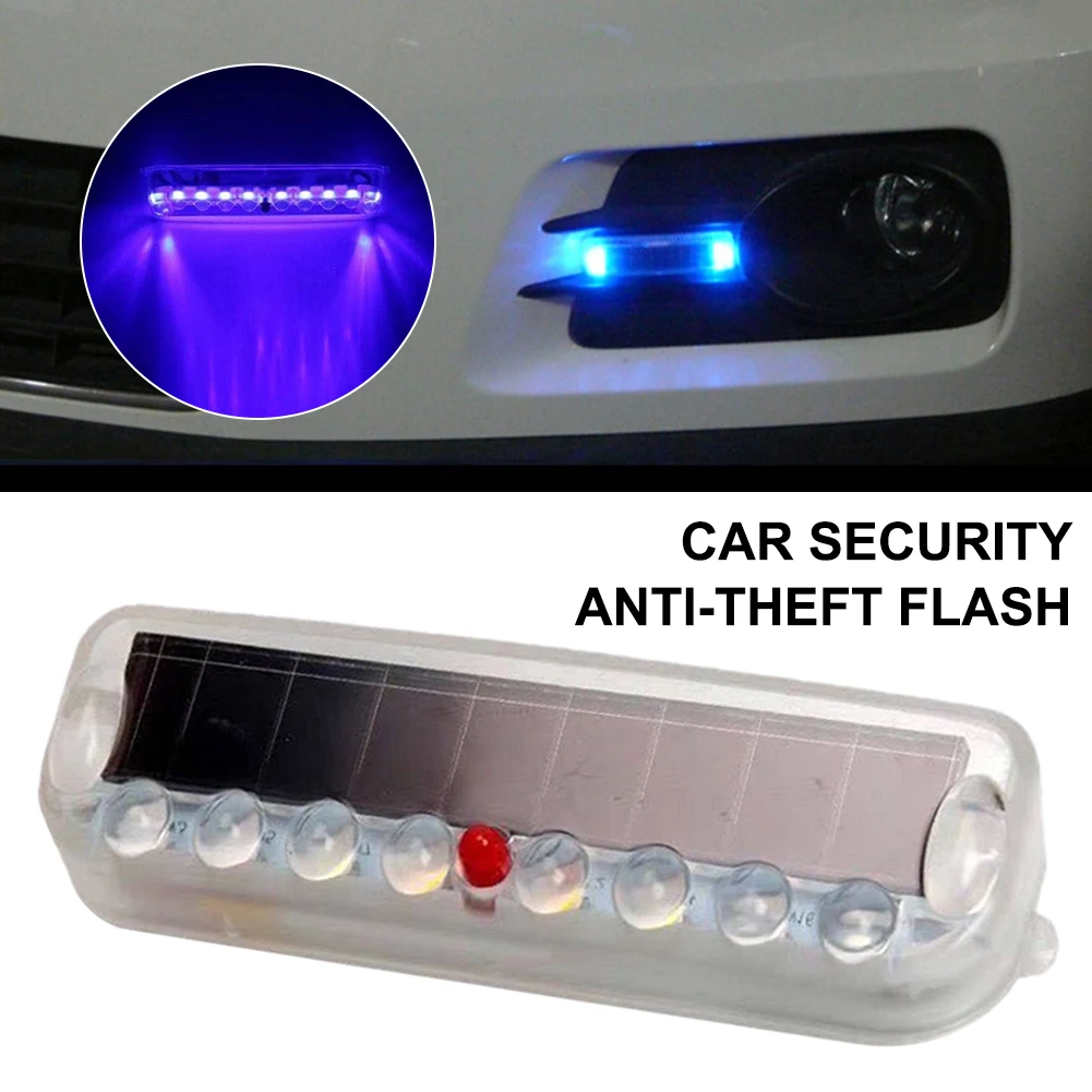 

2Pcs Solar LED Car Burglar Alarm 10LED Anti-theft Warning Light Vibration Light Sensor Motorcycle Anti-collision Flashing Light